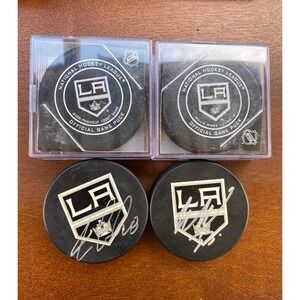Rare LA Kings autograph Hockey Pucks Jaret Anderson-Dolan #28 Viktor Arvidsson#3